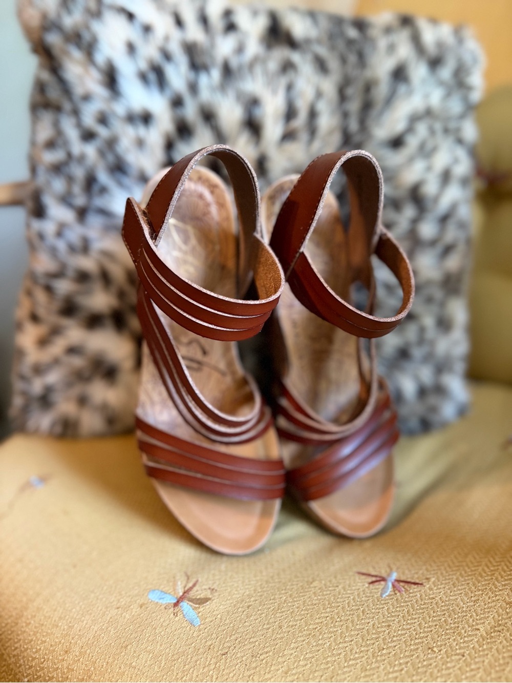 Women’s Brown Cork Wedge Strappy Sandal - Classic Wedge Heel #1055 - Picture 3 of 7